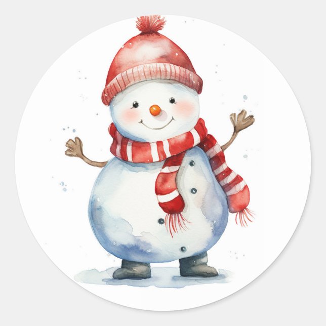 Snowman Classic Round Sticker (Front)