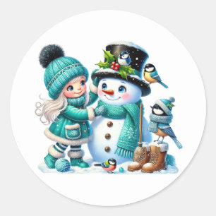 Snowman Classic Round Sticker