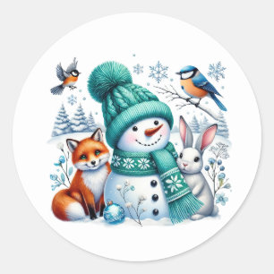 Snowman Classic Round Sticker
