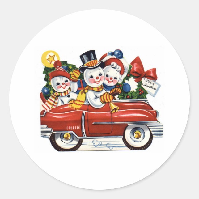 Snowman Classic Round Sticker (Front)