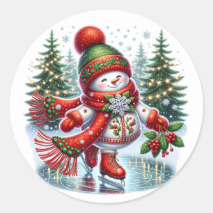 Snowman Classic Round Sticker