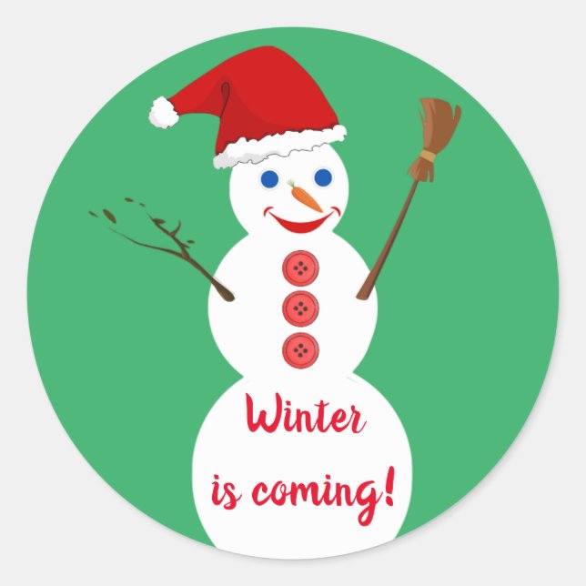 Snowman Classic Round Sticker (Front)