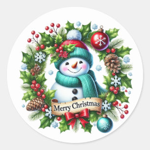Snowman Classic Round Sticker
