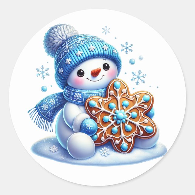 Snowman Classic Round Sticker (Front)
