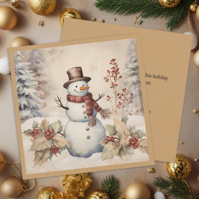 Snowman Classic Vintage Winter Christmas Holiday Card (Snowman Classic Vintage Winter Christmas Holiday)