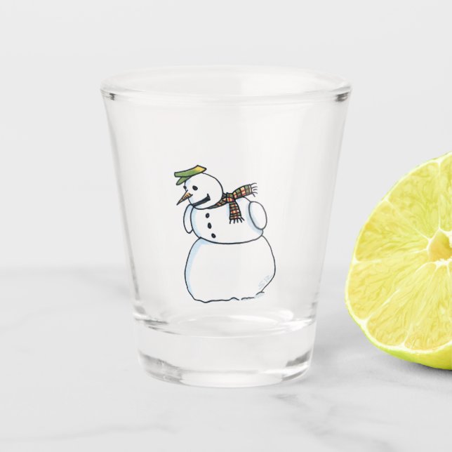 Snowman clear shot glass (Front)