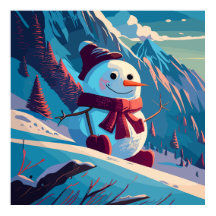 Snowman climbs mountains at Christmas
