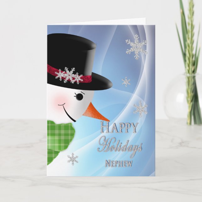 Snowman Close-up - Christmas - NEPHEW Holiday Card (Front)