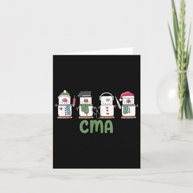 Snowman Cma Nurse Christmas Certified Medical Ista Card (Front)