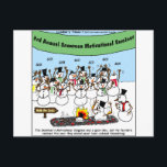 Snowman Convention Funny Christmas Gifts & Tees Holiday Postcard<br><div class="desc">You are viewing a Rick London cartoon gifts, tees, or collectable titled "Snowman Convention". We are honoured you visited us. Here you will find award-winning cartoons by the team of Londons Times Cartoons, ranked #1 offbeat cartoon on Google since 2005 We offer the funniest highest quality tees, mugs, mouse pads,...</div>