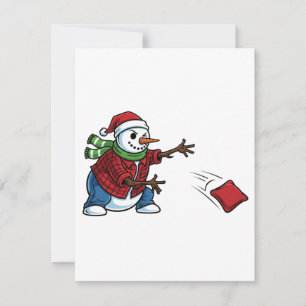 Snowman Cornhole Christmas 2026 Holiday Tailgate Card