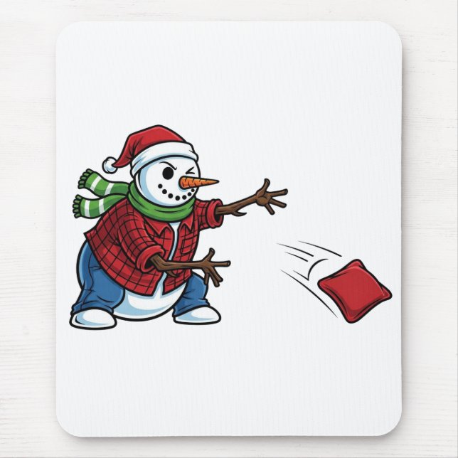 Snowman Cornhole Christmas 2026 Holiday Tailgate Mouse Pad (Front)