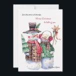 Snowman Couple Christmas Card<br><div class="desc">A charming Christmas card featuring a snowman and snow-woman couple dressed for the holidays. Perfect greeting card FOR grandparents or FROM grandparents to everyone. (Image by Toniatkach on Freepik). The card is easy to customise with your wording, font and font colour. Not exactly what you're looking for? All our products...</div>
