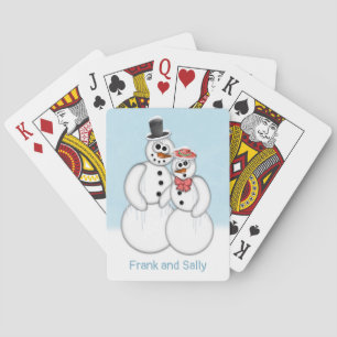 Snowman Couple Customisable Playing Cards