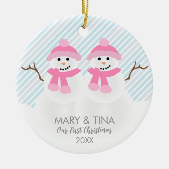 Snowman Couple Ornament (Front)