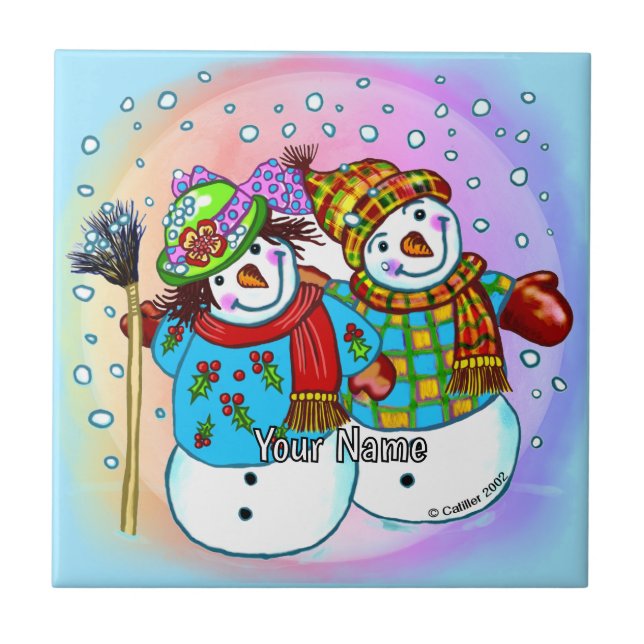 Snowman Couple  Tile (Front)