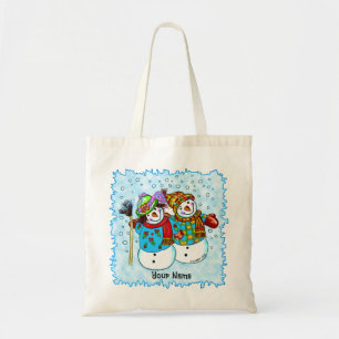 Snowman Couple Tote Bag