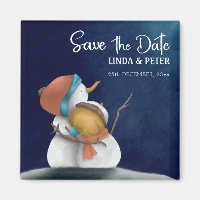 Snowman Couple Winter Wedding Save the Date