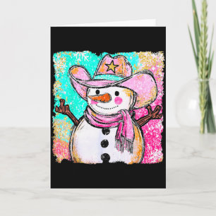 Snowman Cowboy Western Brushstroke Watercolor Xmas Card