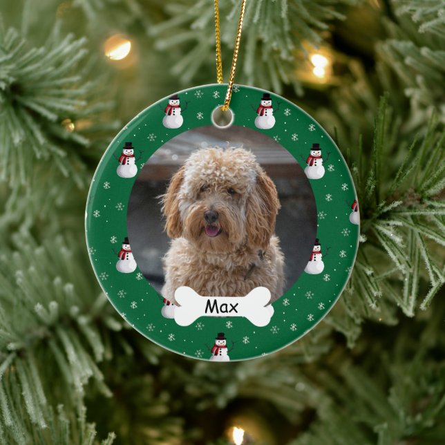 Snowman Custom Pet Puppy Dog Photo Ceramic Tree Decoration (Tree)