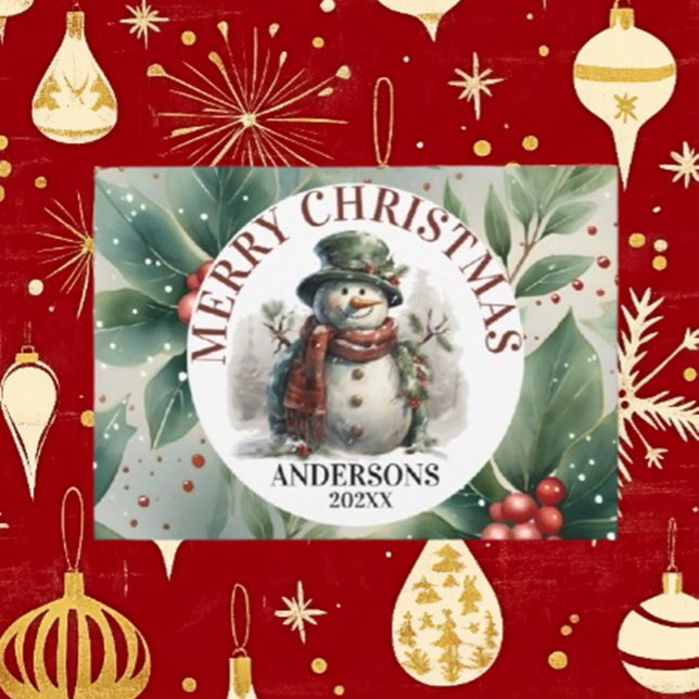 Snowman Cute Christmas Wishes Holiday Card (Spread joy this holiday season with Brett's Snowman Christmas Wishes card)