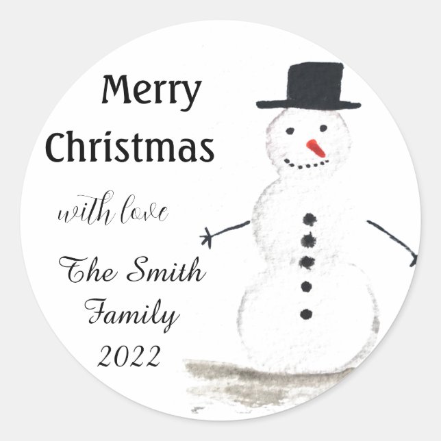 Snowman Cute Face Kids Children Winter Snowmen Cla Classic Round Sticker (Front)