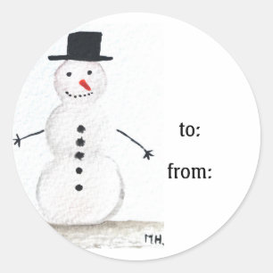 Snowman Cute Face Kids Children Winter Snowmen Cla Classic Round Sticker
