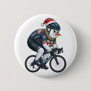 Snowman Cyclist Christmas 2026 Holiday Cycling 6 Cm Round Badge