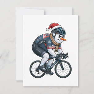 Snowman Cyclist Christmas 2026 Holiday Cycling Card