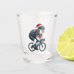 Snowman Cyclist Christmas 2026 Holiday Cycling Shot Glass