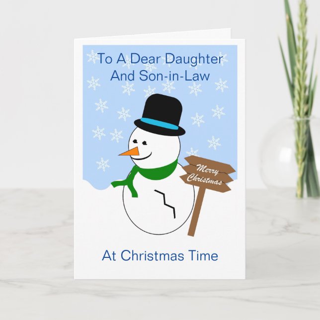 Snowman Daughter And Son In Law Christmas Card (Front)