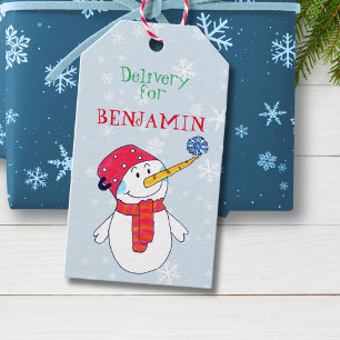 Snowman Delivery Christmas Tag for Kids