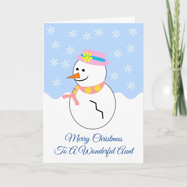 Snowman Design Aunt Christmas Card (Front)