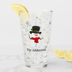 Snowman Design Drinking Glass