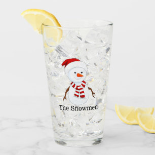Snowman Design Drinking Glass