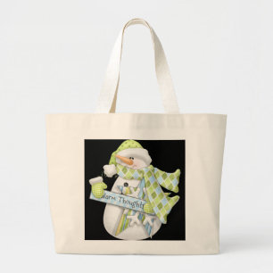 Snowman Design Large Tote Bag