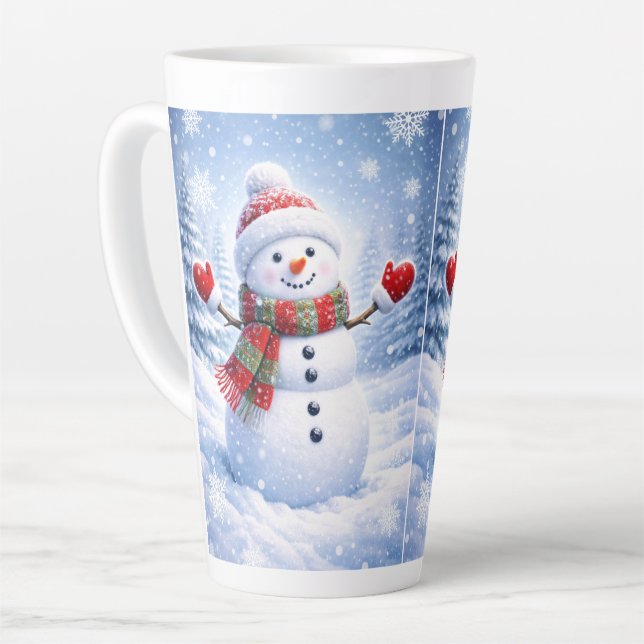Snowman Design Latte Coffee Mug (Left Angle)