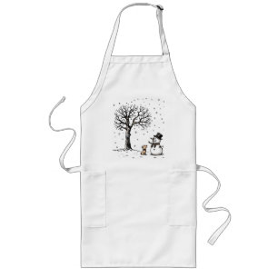 Snowman & Dog: Winter’s Friendship Long Apron