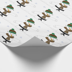 Snowman Doing Martial Arts Wrapping Paper