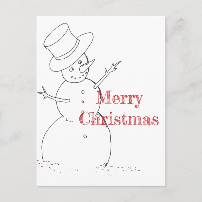snowman drawing Christmas postcard (Front)