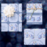Snowman Dreidels Cute Happy Hanukkah Kids Name Wrapping Paper Sheet<br><div class="desc">Create your own Happy Hanukkah wrapping paper assortment and personalise it by adding your child's name into each of three designs. Set on a background of pale pastel blue, this cute Hanukkah gift wrap features a happy Jewish snowman and his matching set of dreidels in soft blues with a touch...</div>