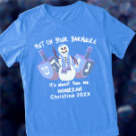Snowman Dreidels Jewish Holiday Hanukkah Funny Tri-Blend Shirt<br><div class="desc">This personalised funny Hanukkah T-Shirt is great as a treat for yourself or as a gift. Designed with white text for dark shirts, the main design is a snowman waving hello flanked by matching dreidels in blues and purple, one on each side. A whimsical handwritten font at the top and...</div>