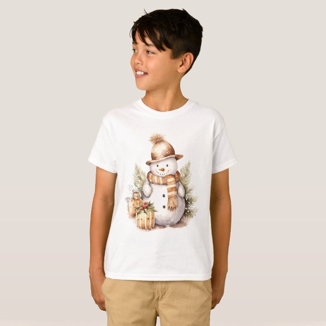 Snowman Dressed In Gold T-Shirt (Front Full)