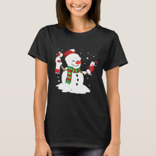 Snowman Drinking Red Wine Funny Partner Matching C T-Shirt