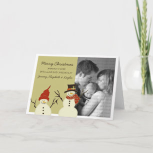 Snowman Duo Holiday Card, Sage Card