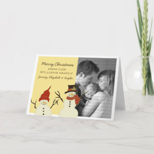 Snowman Duo Holiday Card, Yellow Card
