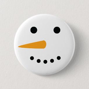 Snowman Face 6 Cm Round Badge