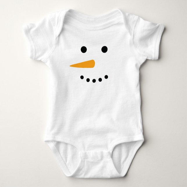 Snowman Face Baby Bodysuit (Front)