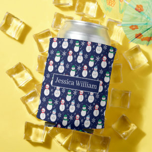 Snowman Face Background Pretty Gift  Can Cooler