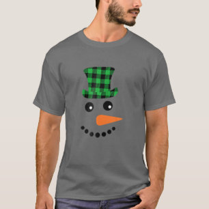 Snowman Face Carrot Nose Christmas Winter Plaid Sa T-Shirt